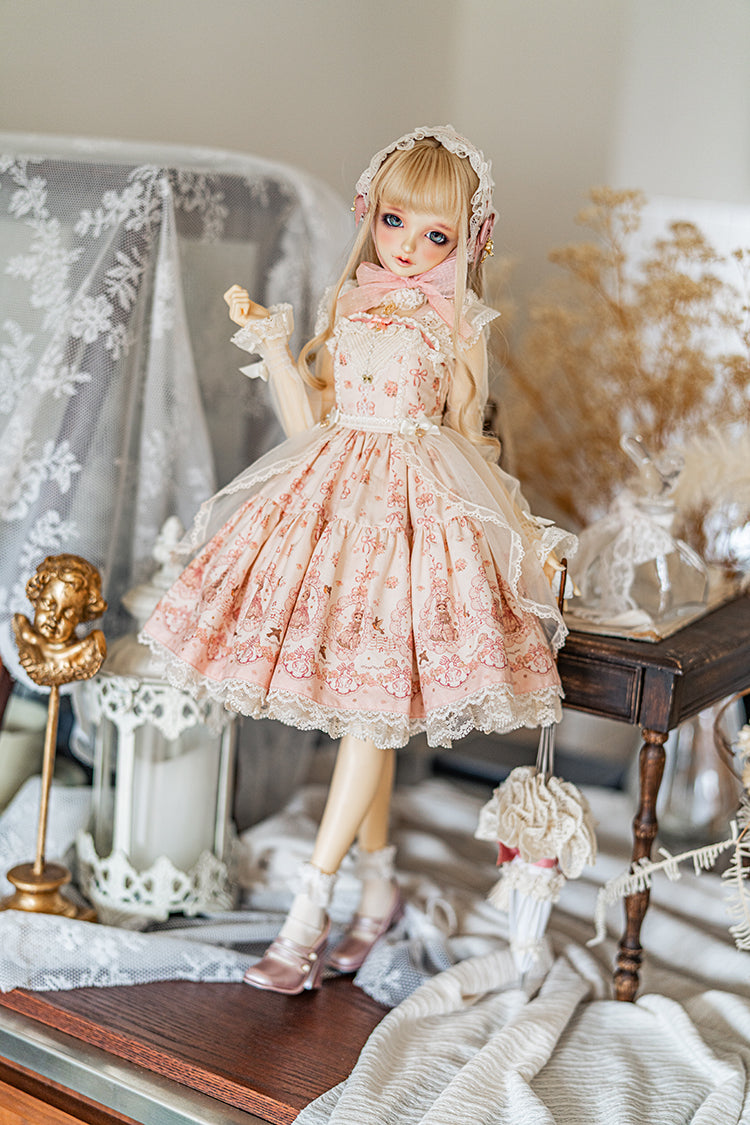 【SD/DD~SD16girl】 ribbon rabbit jumpskirt set