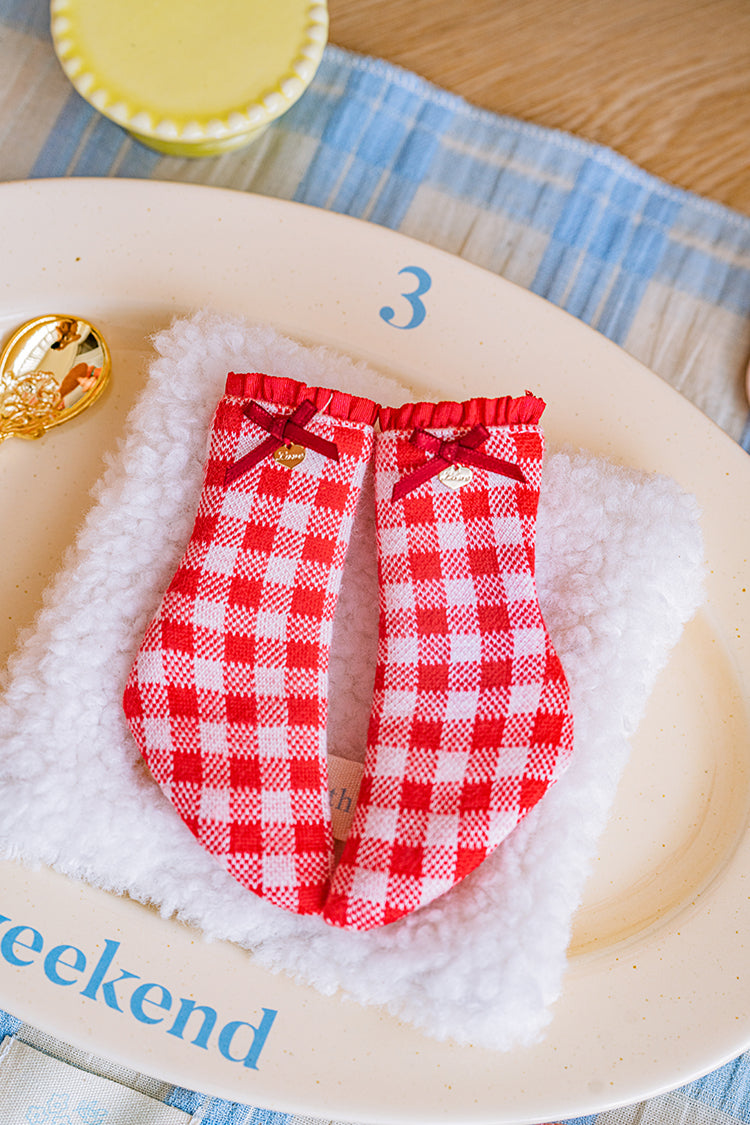 【SDM~SD/DD】 Strawberry Bear ribbon socks