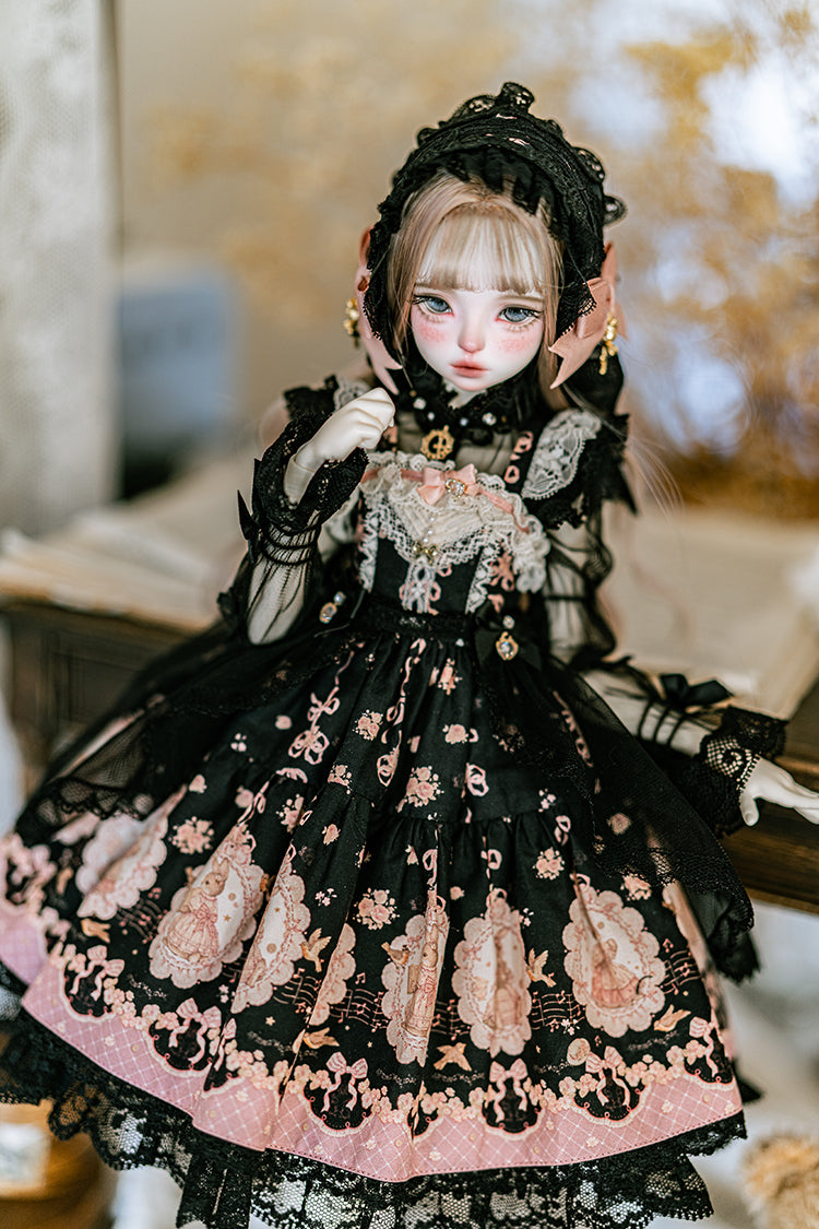 【SDM/MDD】 ribbon rabbit jumpskirt set