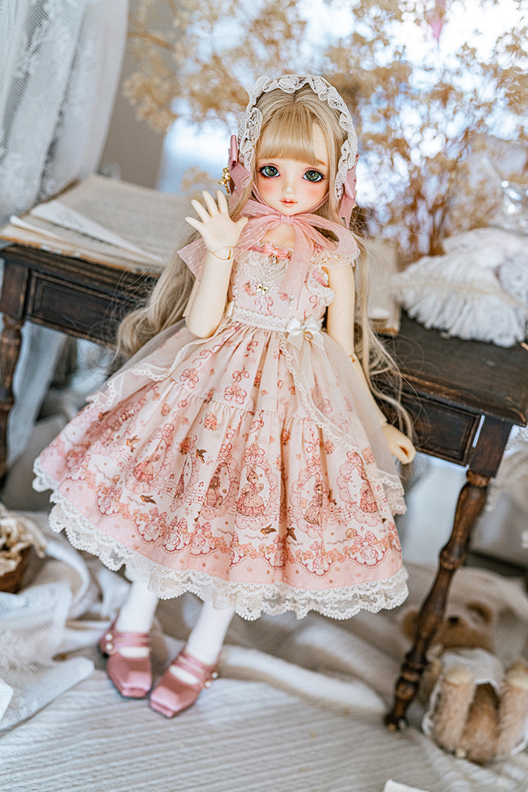 【SDM/MDD】 ribbon rabbit jumpskirt set