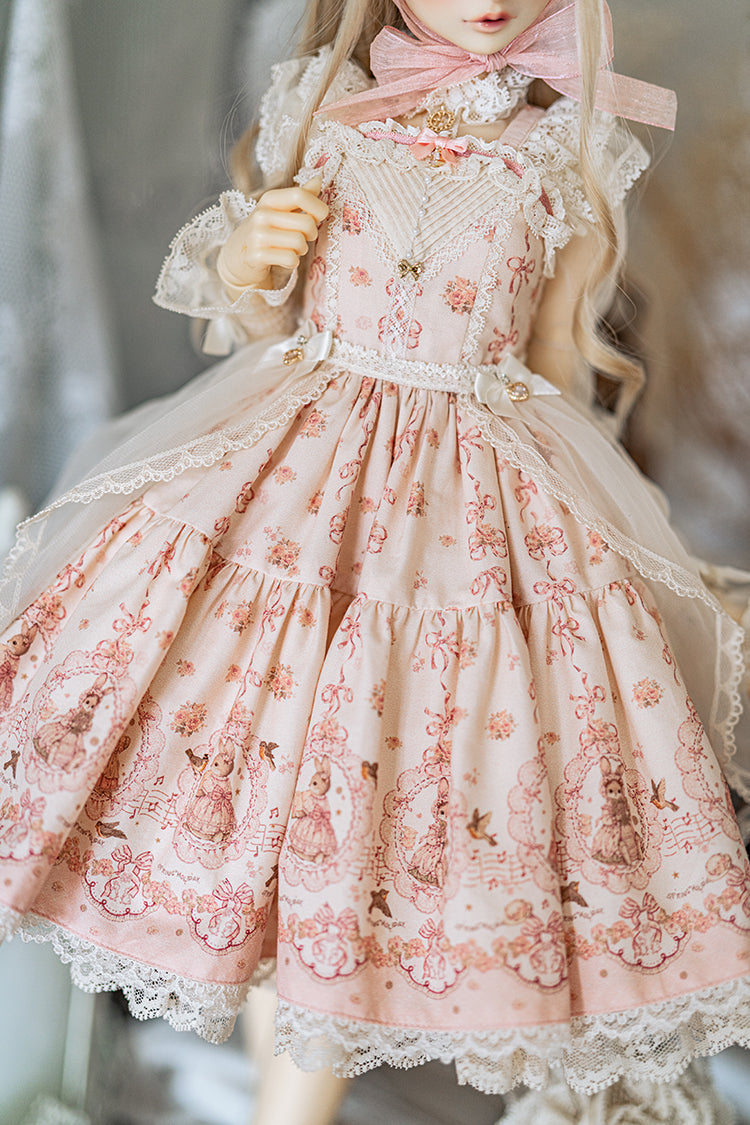 【SD/DD~SD16girl】 ribbon rabbit jumpskirt set