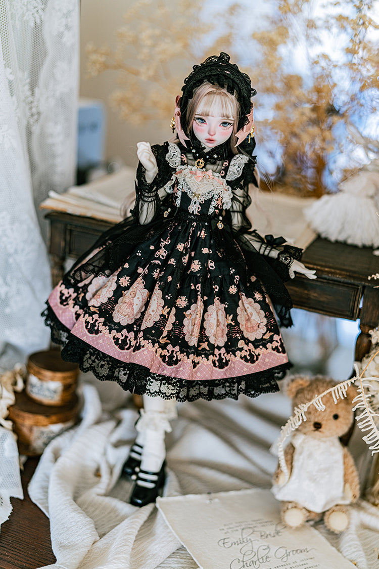 【SDM/MDD】 ribbon rabbit jumpskirt set