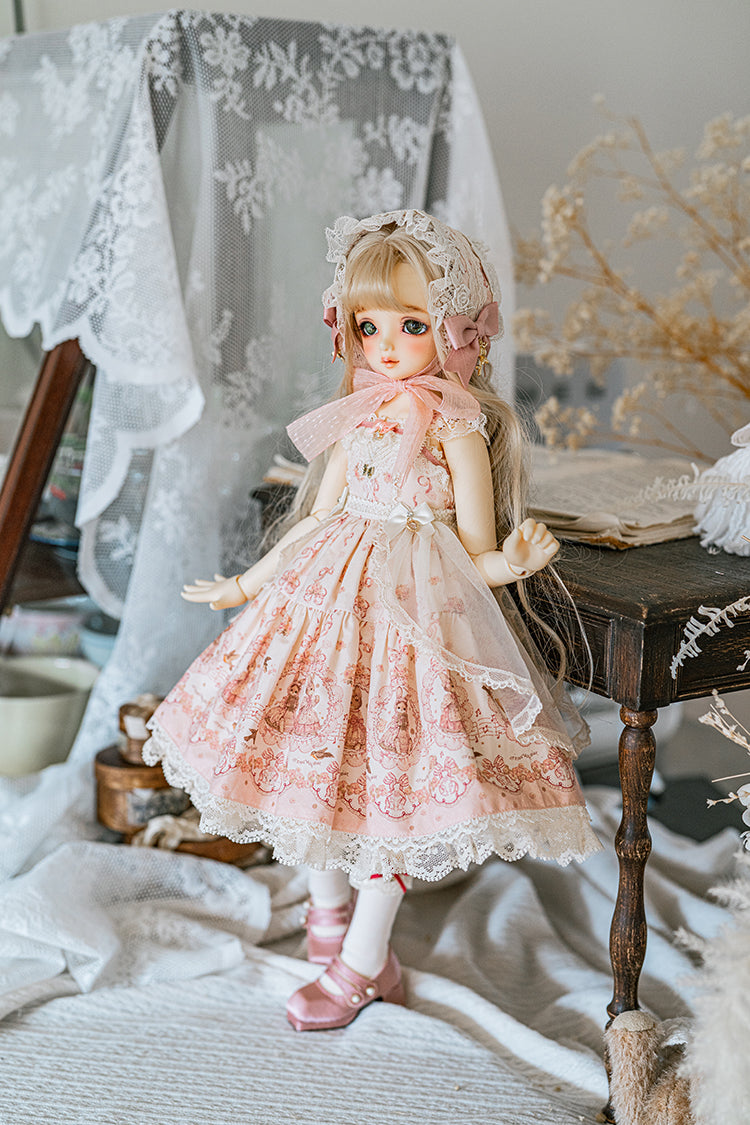 【SDM/MDD】 ribbon rabbit jumpskirt set