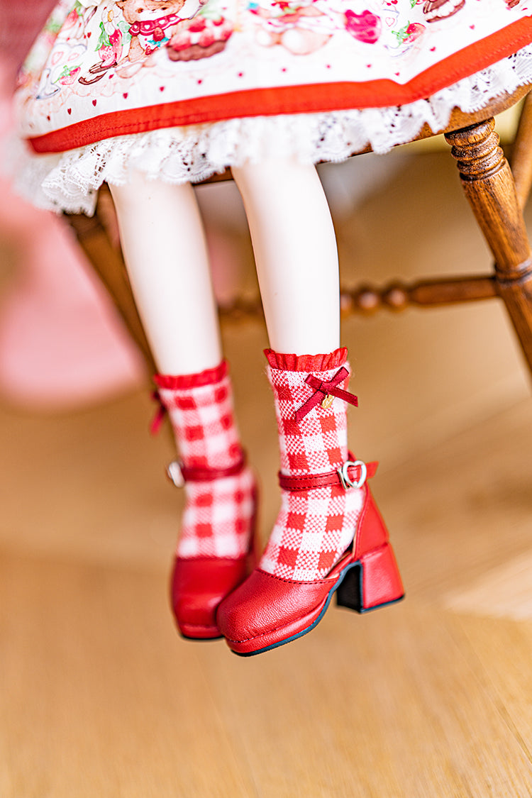 【SDM~SD/DD】 Strawberry Bear ribbon socks