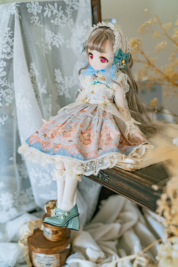 【SDM/MDD】 ribbon rabbit jumpskirt set