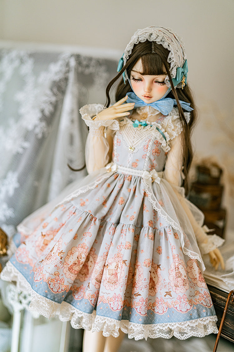 【SD/DD~SD16girl】 ribbon rabbit jumpskirt set