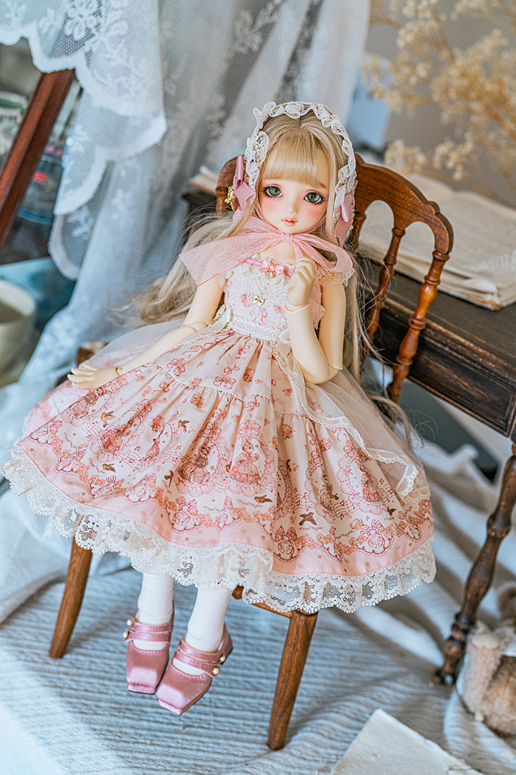 【SDM/MDD】 ribbon rabbit jumpskirt set