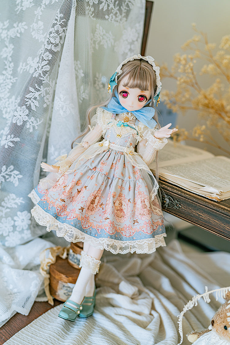 【SDM/MDD】 ribbon rabbit jumpskirt set