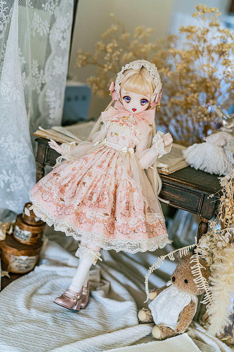 【SDM/MDD】 ribbon rabbit jumpskirt set