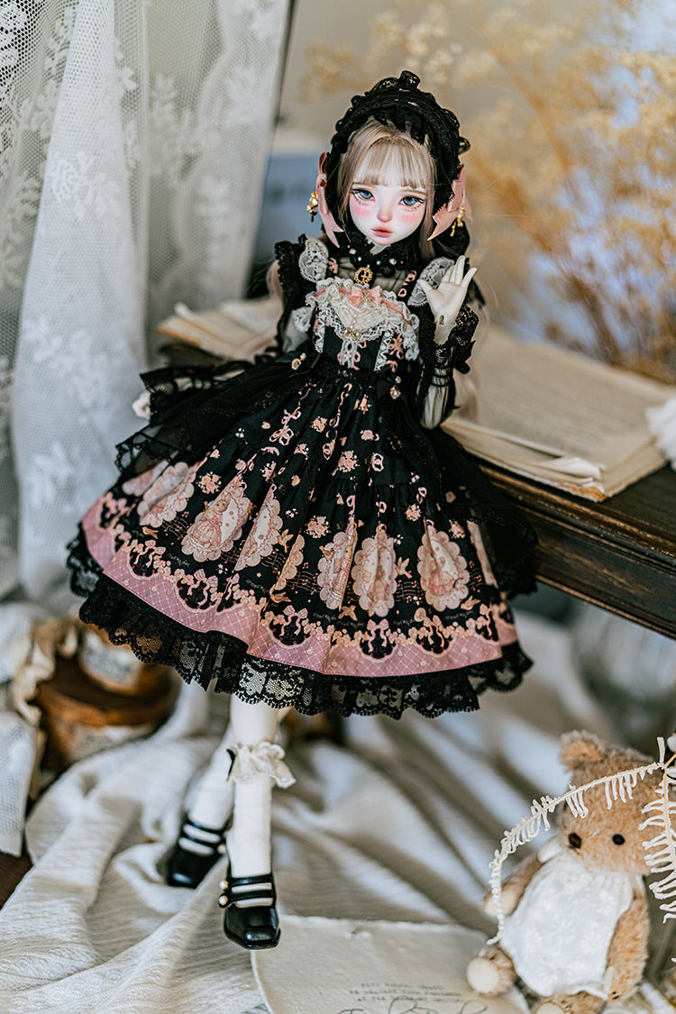 【SDM/MDD】 ribbon rabbit jumpskirt set