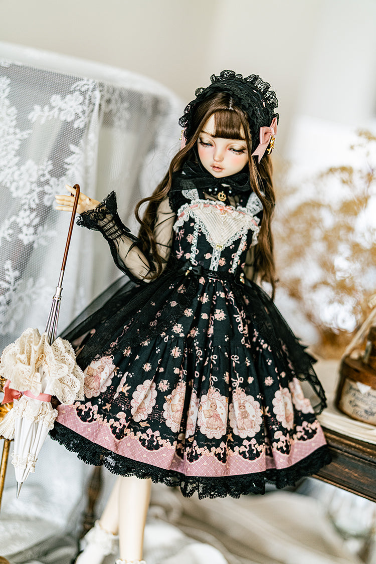 【SD/DD~SD16girl】 ribbon rabbit jumpskirt set