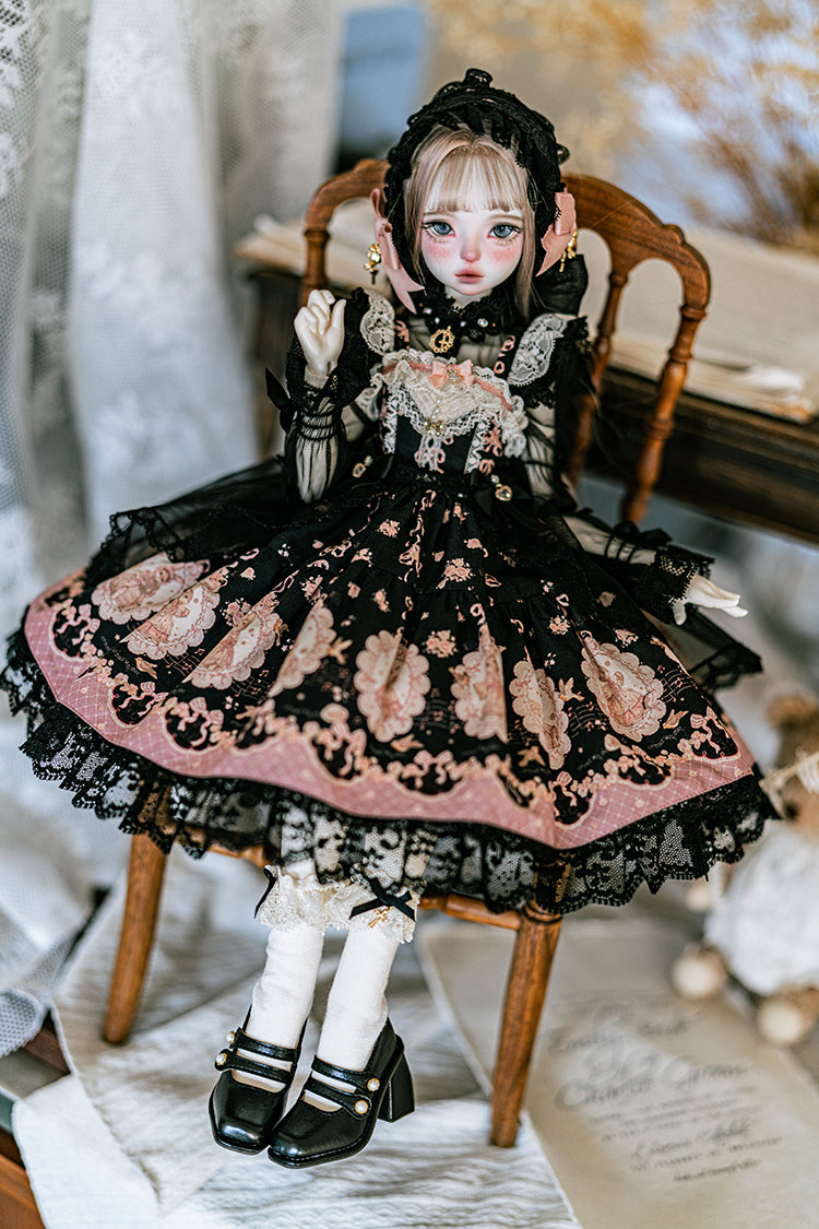 【SDM/MDD】 ribbon rabbit jumpskirt set