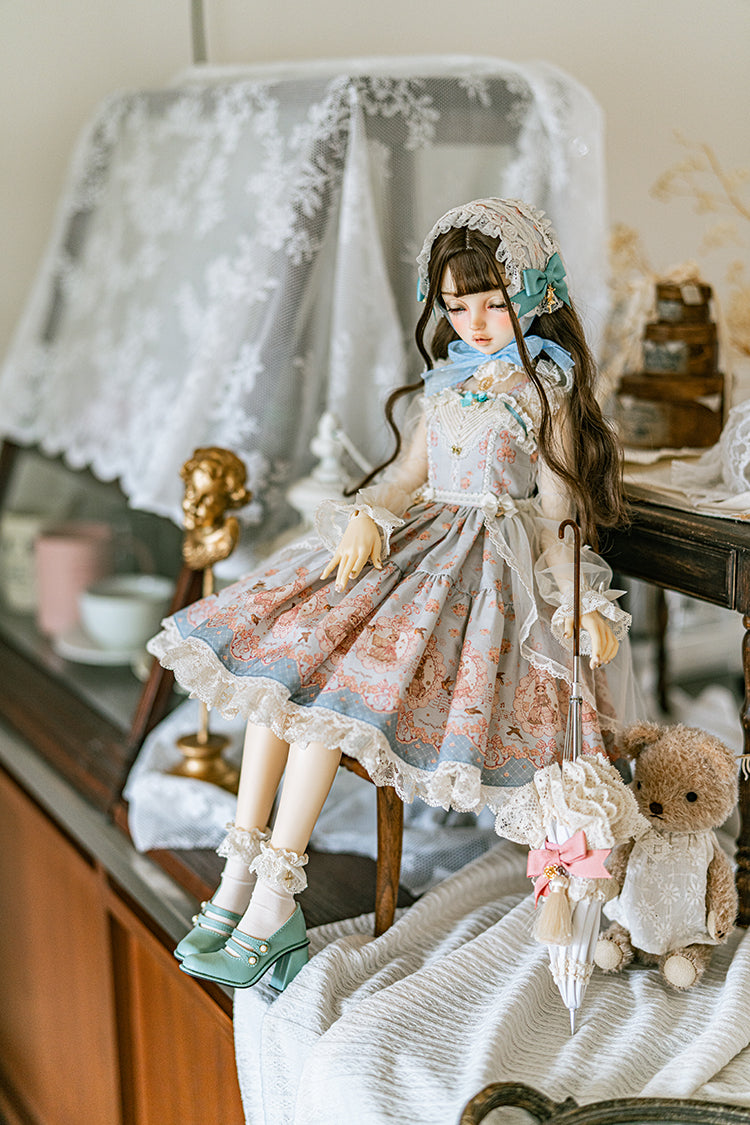 【SD/DD~SD16girl】 ribbon rabbit jumpskirt set