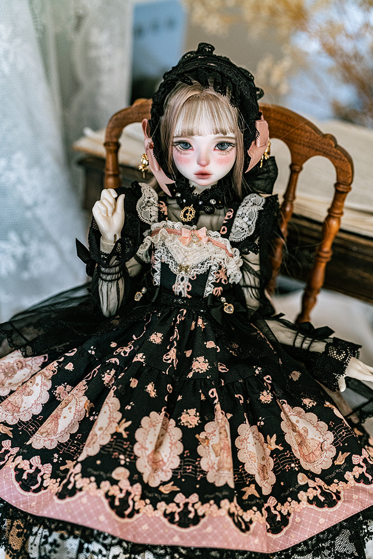 【SDM/MDD】 ribbon rabbit jumpskirt set