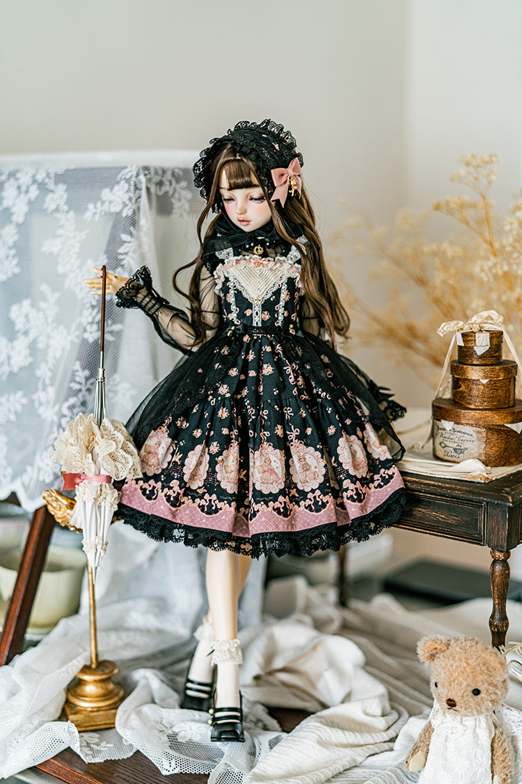 【SD/DD~SD16girl】 ribbon rabbit jumpskirt set