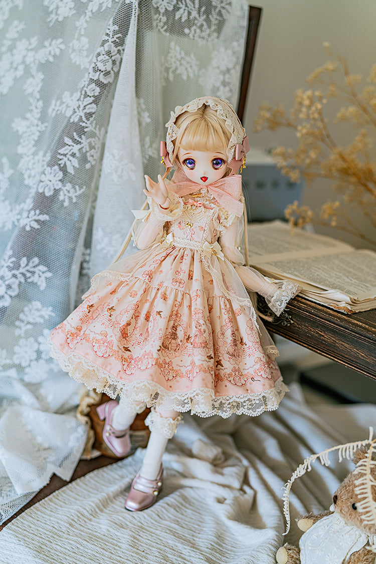 【SDM/MDD】 ribbon rabbit jumpskirt set