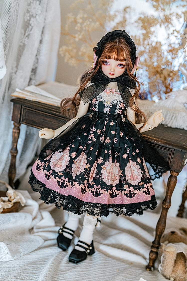 【SDM/MDD】 ribbon rabbit jumpskirt set