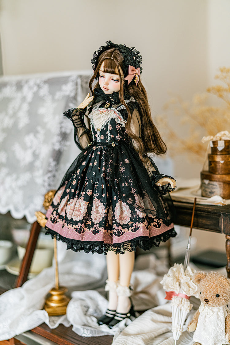 【SD/DD~SD16girl】 ribbon rabbit jumpskirt set