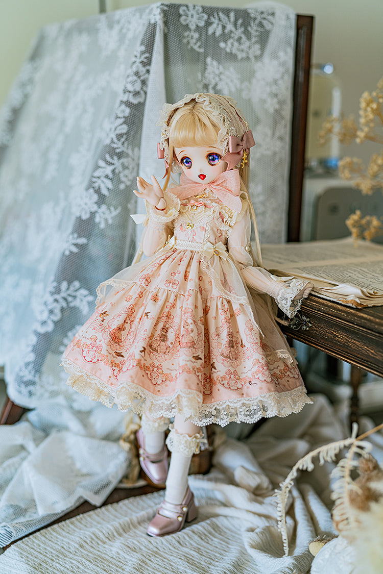 【SDM/MDD】 ribbon rabbit jumpskirt set