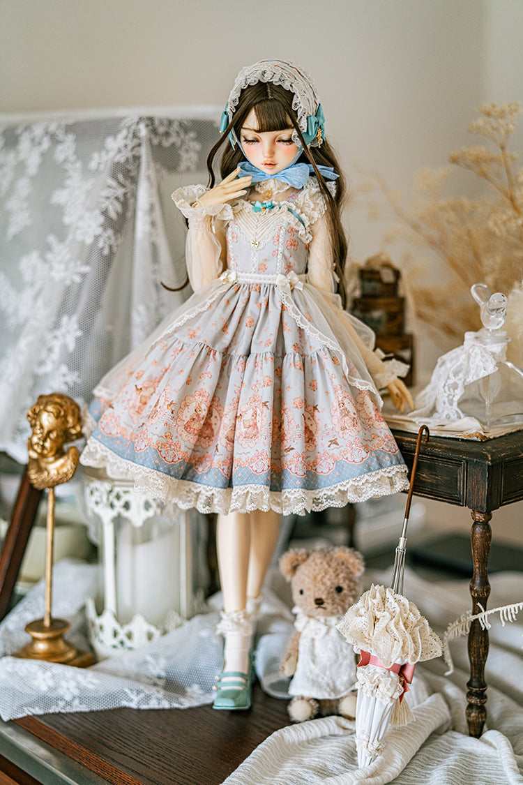 【SD/DD~SD16girl】 ribbon rabbit jumpskirt set