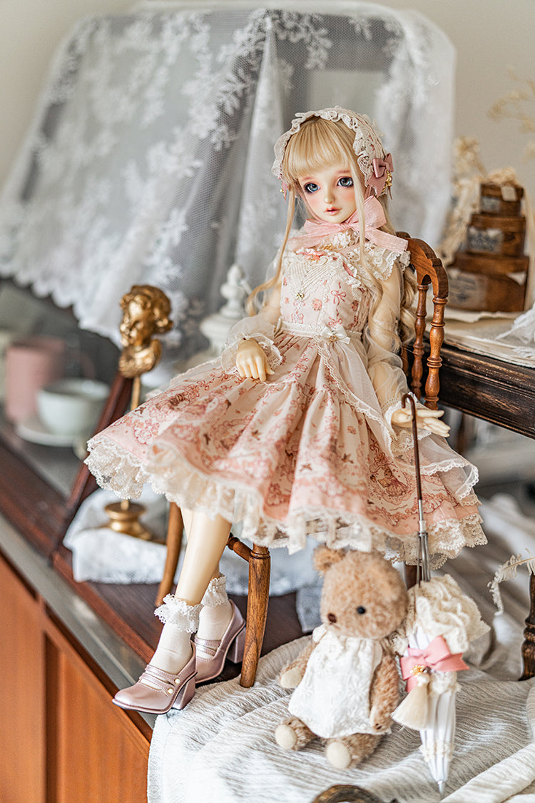 【SD/DD~SD16girl】 ribbon rabbit jumpskirt set