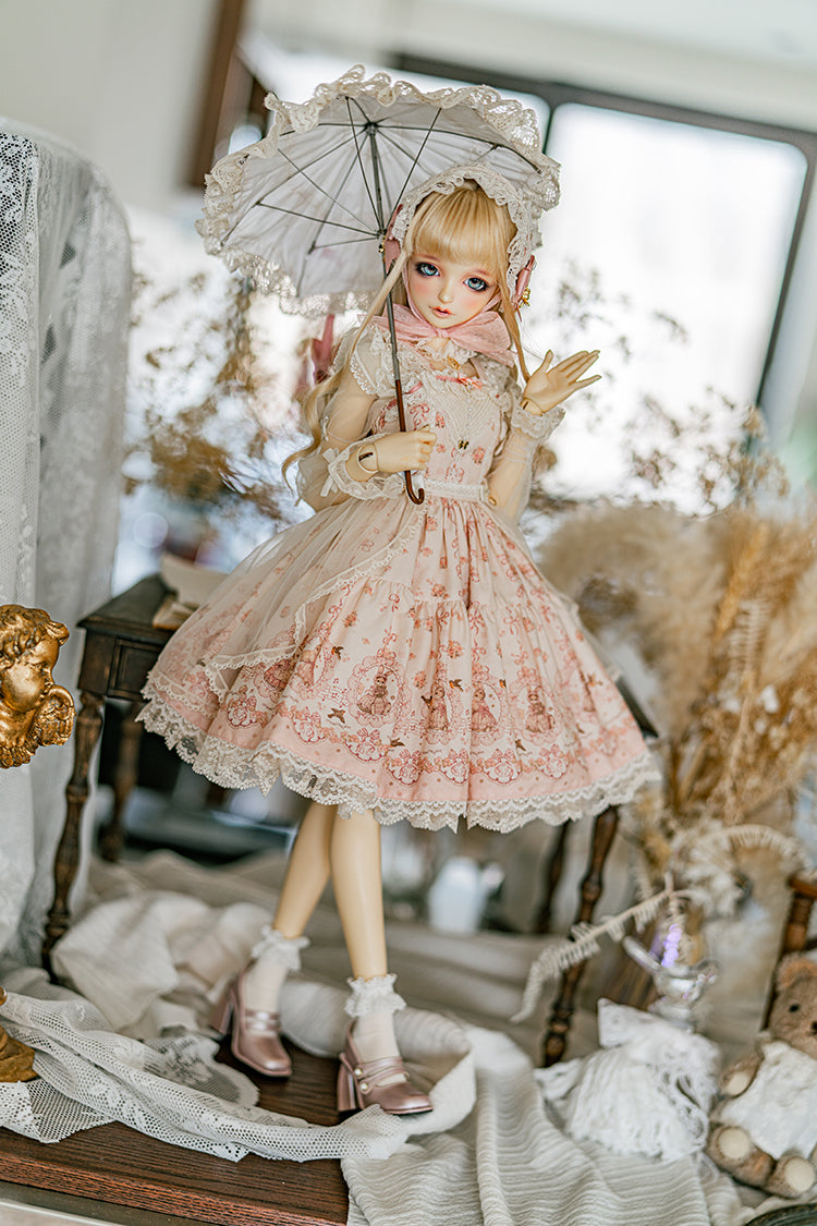 【SD/DD~SD16girl】 ribbon rabbit jumpskirt set