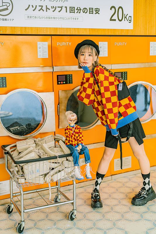 【人体大小】棋盘毛衣