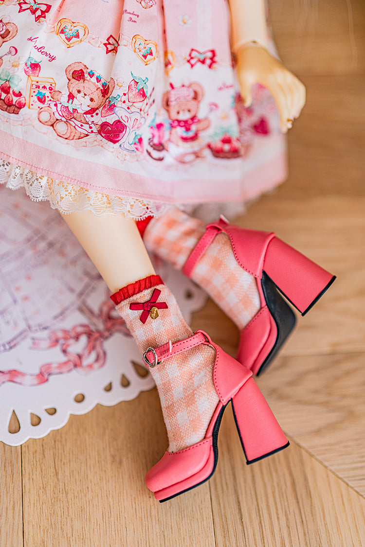 【SDM~SD/DD】 Strawberry Bear ribbon socks
