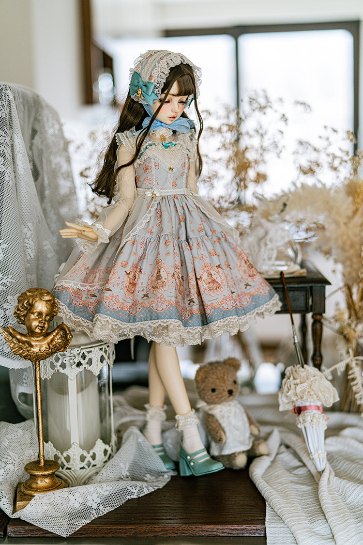 【SD/DD~SD16girl】 ribbon rabbit jumpskirt set