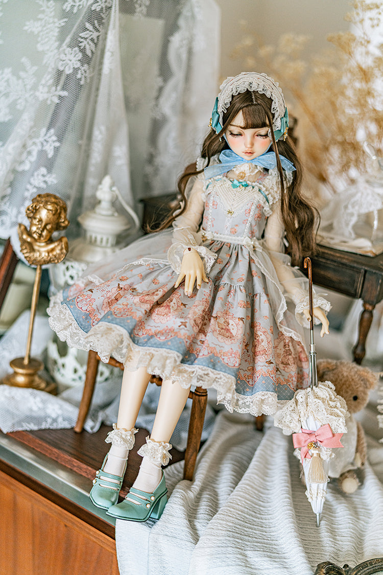 【SD/DD~SD16girl】 ribbon rabbit jumpskirt set