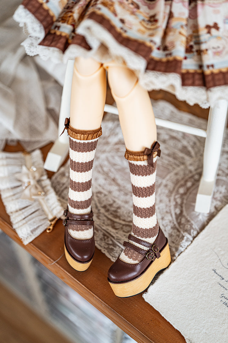 【1/3girl movable legs＆DD】Two Belt Platform lolita Shoes